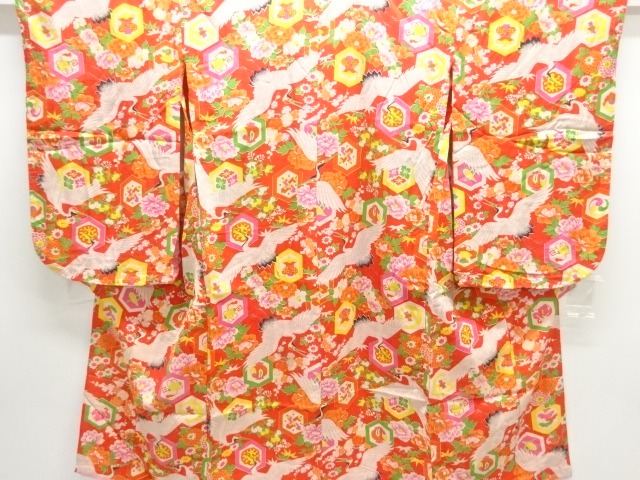JAPANESE KIMONO / ANTIQUE KIMONO / KIKKO WITH FLOWER & BIRD